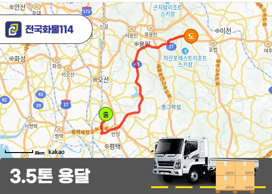 도일동 3.5톤 윙바디 커피컵박스 운송